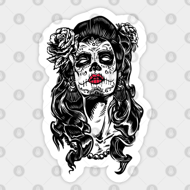 black and white women under the moon Sticker by Prossori